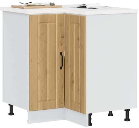 Teenpull Lucca Küchen Eckunterschrank Artisan-Eiche Holzwerkstoff, geräumiger Aufbewahrungsschrank, praktischer Vorratsschrank mit verstellbaren Füßen, vielseitiger Buffetschrank