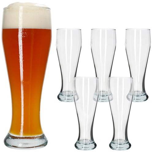 MamboCat 6er Set Sepp Weizenbiergläser klar 0,5L geeicht I 6 Personen I klassisches Weißbier-Glas mit schlanker Form I Hefeweizen I für Daheim, Gastro, Hotel, Restaurant & Zuhause