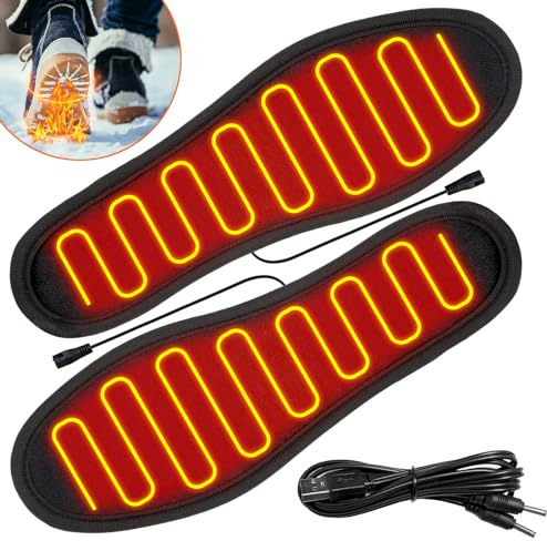 Beheizbare Sohlen, USB-Fußwärmer, Waschbare Thermosohlen ohne Akku, Kaschmir Heizkissen für Herren und Damen, Ideal zum Wandern, Angeln und Arbeiten im Freien