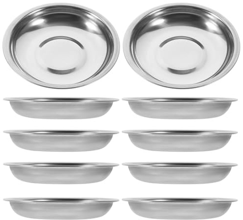 JOINPAYA Set 10 Pezzi Piatti Rotondi in Acciaio Inox 10 Cm per Salse e Antipasti, Piattini Cucina per Condimenti e Snack, Adatti per Casa, Ristorante e Feste