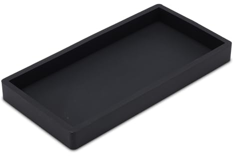 Black Bathroom Tray Organizer, 7.87 X 3.94 Rectangular Vanity Tray for Sink, Soap Dish & Countertop Storage for Candles, Keys, Jewellery & Accessories