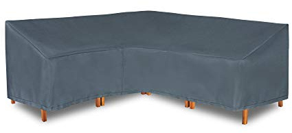 Hentex Cover Loungemöbel Abdeckhaube für L-Form Sofas，Wasserdichtes Atmungsaktives TPU Gewebe Abdeckhaube für Gartenmöbel ，Wasserdicht Schutz vor Wind UV schützende (Grau (255 * 255 * 90W*65/90H cm)
