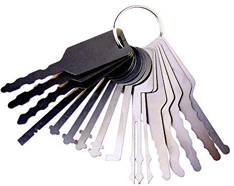 Loboo Idea Kit de crochetage pour serrure de voiture 16 pièces Clé principale complète pour voiture, clé multifonction pour portes de voiture, kit de crochetage et outils de réparation