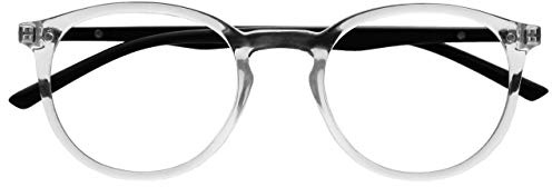 OPULIZE Met Transparent Noir Lunettes De Lecture Grand Rond Confortable Hommes Femmes Charnières Ressort R60-C +0,00