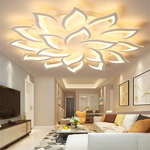 JINWELL Moderne Deckenlampe Wohnzimmer Lampe LED Dimmbare Esszimmer Lampe Deckenleuchte Designer Decke Licht Eisen Acryl Schirm Hängende Licht Küche Dekoration Licht,120cm Dimming18 Heads