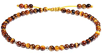 Jewboo Tiger Eye Anklet Bracelet for Women crystals and healing stones Beach Foot Beaded Adjustable(8.5-10 Inches)