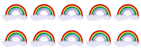 Pssopp Regenbogen Patch Gestickt Regenbogen auf Patch Applique Wolken Nähen Regenbogen Applique für Kinder Kinder Kleidung Kostüm