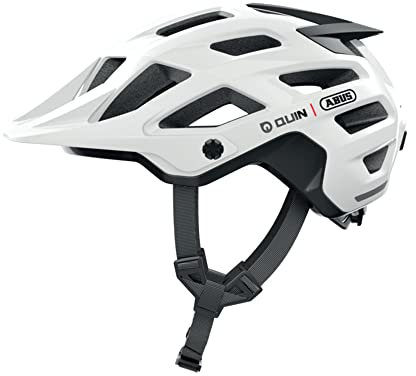 ABUS MTB-Helm Moventor 2.0 QUIN - smarter Fahrradhelm mit Bluetooth®, Crash-Erkennung & SOS-Alarm-System - Unisex - Weiß Glänzend, M