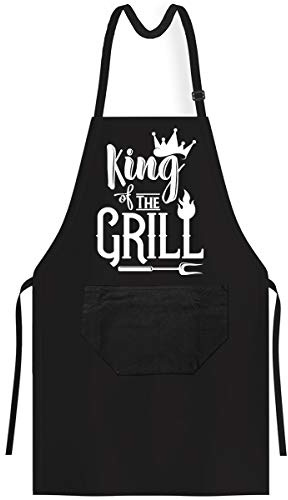 OM3® king-of-the-grill-krona – grillförkläde – kung grillmästare – BBQ köksförkläde för vuxna unisex