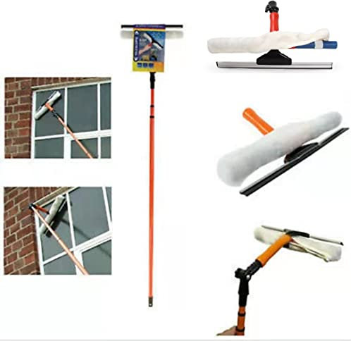 5-12 Foot (1.5-3.5m) Extension Pole Squeegee Window cleaner wiper blade & sponge | Window cleaning pole brush