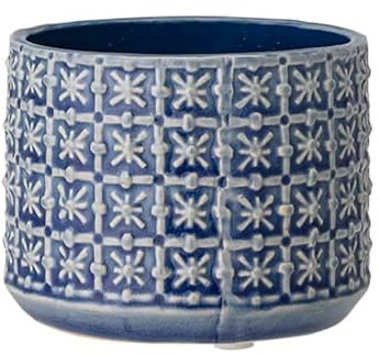 Nordring Retro Übertopf Vintage Pflanztopf für Zimmerplanzen, Sukkulenten Blumentopf Cross S (10 cm ø), blau, Keramik