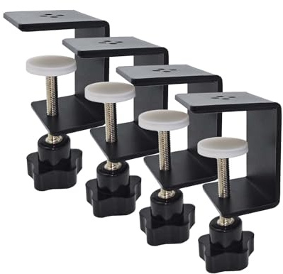 Jhanw 4 Pack Heavy Duty C Clamp & Desk Clamp | Wide Jaw Metal Woodworking Clamps, Adjustable Shelf Clamps for Desk Extension/Panel Work (Sturdy Multi-Purpose Clamping Tool)
