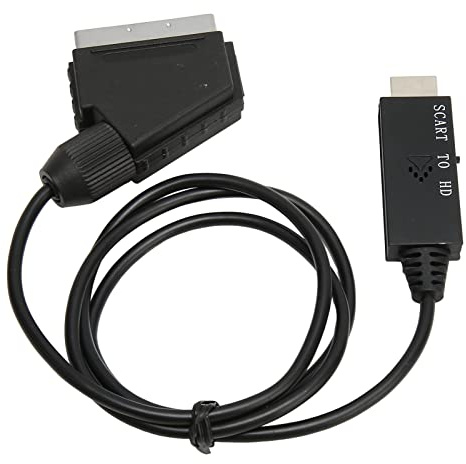 Convertidor de Interfaz Multimedia Scart a HD, Cable Adaptador Scart a HDMI HD Cable de Conexión Scart de Video 1080P, para Video de Sonido DC 5V