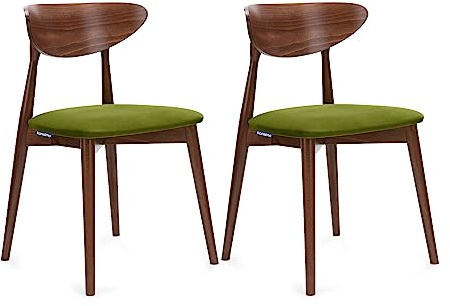 Konsimo Rabi 2 Esszimmerstühle Set - Modern Holzstuhl 79x45x47cm - Küchenstühle - Stuhl Esszimmer, Küche, Wohnzimmer - Universal Esstisch Stühle mit Weicher Polsterung - Oliv/Mittlerer Nussbaum