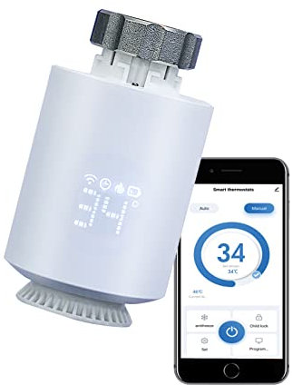 Qiumi Zigbee Thermostat de radiateur Valve de chauffage de température Thermostat intelligent Thermostat programmable Contrôle vocal Fonctionne avec Alexa Google Home
