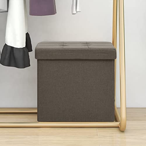 Homgoday Hocker mit faltbarem Aufbewahrungsbehälter, braun, aus Leinenimitat, Stühle für den Außenbereich, Esszimmerstühle für Garten, Gartenmöbel, Terrassenmöbel