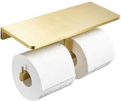 MaikOn Wall Mounted Toilet Paper Roll Holder, Bathroom Aluminum Holder with Storage Shelf Rack and Ashtray Wall Mounted Double Roll Paper Towel Dispenser Towel Holder