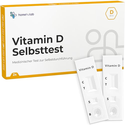 2x Vitamin D Selbsttest - Einfacher Vitamin D Test für Zuhause mit sofortigem Ergebnis bei Müdigkeit, Erschöpfung & Vitamin D3 K2 Mangel