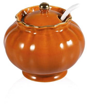 Ursword Zuccheriera in ceramica, cantina del sale con coperchio e cucchiaio, barattolo da 260 ml, per bar, sale e zucchero, per condimenti, spezie, salse, elegante decorazione per piano di lavoro