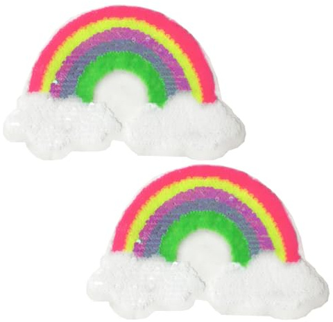 2Stück Regenbogen Wendedoppelseitige Farbwechselnde Pailletten Stickerei Aufnäher Für Bastelarbeiten Und Bekleidungsreparatur