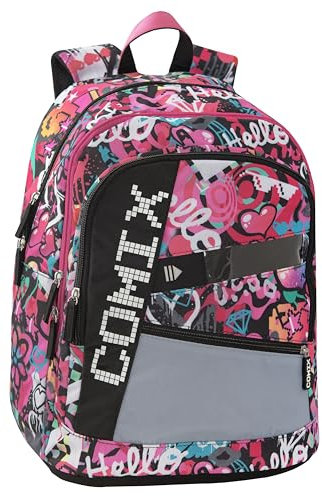 Comix BRIGHT - Zaino Scuola per Bambini e Ragazzi, con Ampi Scomparti, Tasca Frontale, Chiusura a Zip e Spallacci Regolabili, 32x43Hx23 cm, 31 L