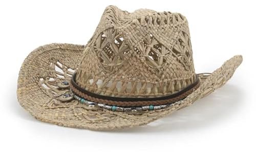FULUJIDI Fedora Trilby Filzhut Hut Strohhüte Für Frauen Panama Mann Hut Western Cowboy Strand Eimer Hut Raffia Strohhut Frauen Hüte 56-58Cm 1