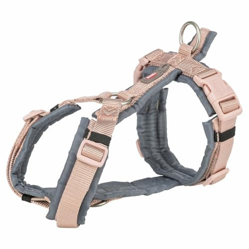 TRIXIE Premium Trekking Geschirr, S: 36–44 cm/15 mm, Blush/Grafit