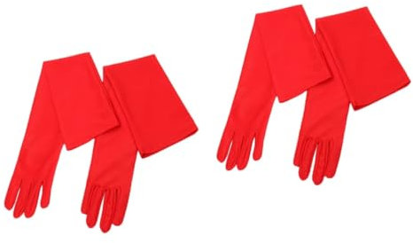 GALPADA 2stücke Elegante Lange Hochzeits-handschuhe Aus Rotem Satin Für Braut Abendveranstaltungen Abschlussball Und Kostümpartys Elastisches Design Für Optimalen Tragekomfort
