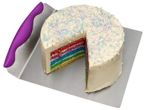 VIFERR Cake Lifter Stainless Steel Cake Pizza Transfer Tray Dough Cutter Shovel Moving Plate with Comfort Grip Handle for Pizza Bread Pie Baking Tool