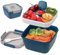 Portapranzo Bento con divisorio e contenitore per salse, portapranzo per bambini adulti di grande capacità da 1500 ml, contenitore per pasti, adatto al microonde e alla lavastoviglie (Blu)