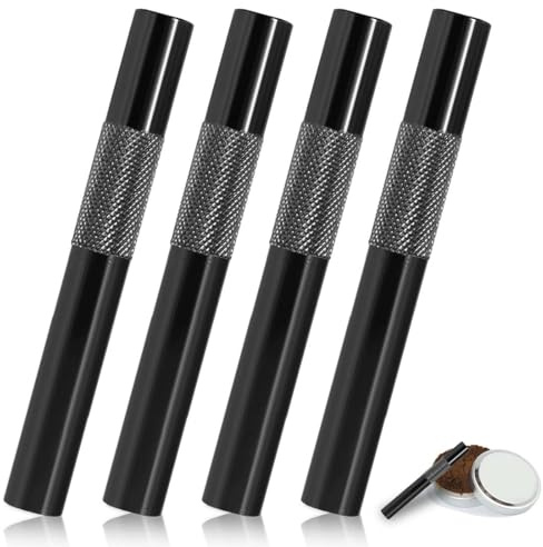 GXGM 4 Stück Ziehröhrchen Set, 7Cm Tragbarer Strohhalm, Metallrohr, Wiederverwendbar, Premium-Strohhalm(Schwarz)