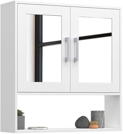 IDMarket WALDO - Mueble de almacenamiento colgante con espejo para baño, color blanco