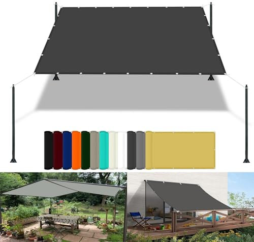 Sun Shade Canopy for Garden 2.7 x 3.6 m (8.9 x 11.8ft) Outdoor Screen with Free Rope Black Weather Resistant Sail Shades with Grommets Privacy Fence for Balcony in Dark Grey