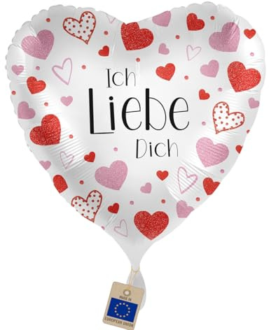 Folienballon Ich liebe Dich – Herzballon | Ballon mit Herzen für Valentinstag, Geburtstag & Überraschung – Geschenk für Freundin, Freund & Familie, Luft/Helium