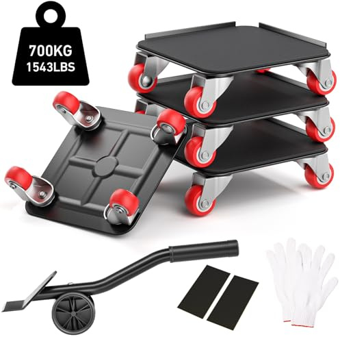 Juego de ruedas de transporte para muebles, 700 kg, carga pesada, juego de 4 ruedas de transporte con ruedas de 360°, transportador de muebles pesados para frigorífico, lavadora, piano, sofá