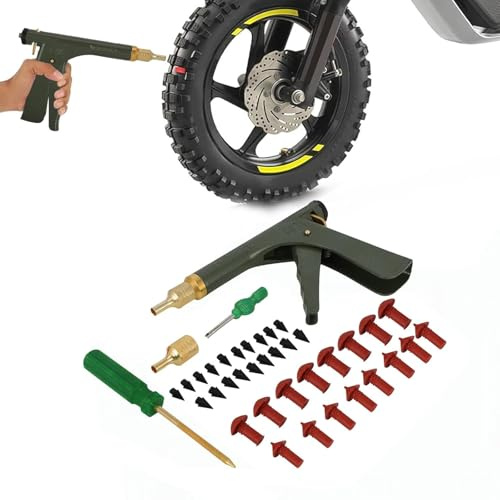 JFG RACING Kit di Riparazione Pneumatici Tubeless Universale,Riparazione Forature Pneumatici con 16 Tappi a Fungo per Forature e Forature di Pneumatici su Auto Moto Camion Trattori ATV SUV