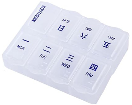 Tablettbox, veckovis tilläggsorganisatör, kompakt tablettlåda med 8 fack för resor, universitet, vårdhem