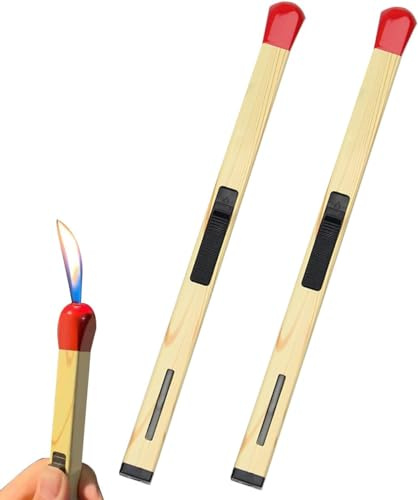 Creative Matchstick Lighter, Open Flame Refillable Novelty Adjustable Metal Lighter Unique Gift for Men Women BBQ, Fireplaces, Camping