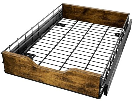 predolo Cabinet Organizer Schubladeneinsatz Ausziehbarer Schrankorganizer Platzsparendes Aufbewahrungsregal Vorratskammer Korb mit Metall Und Holz für Küche