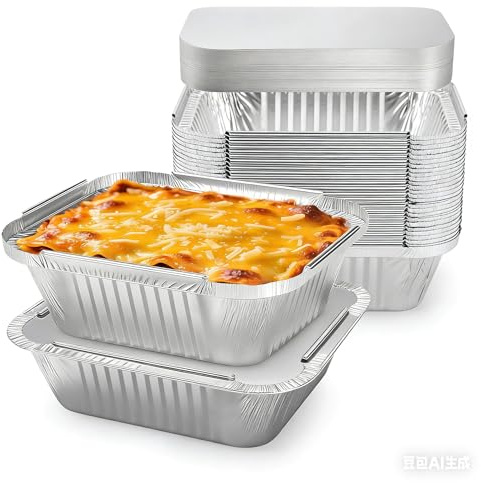 Scatola in alluminio 30 Pezzi Vaschette Alluminio Quadrate 610ml Contenitori per Friggitrice ad Aria Congelamento Cottura Vassoi di Stagnola 17x13.5x5cm ideale per cucinare e conservare alimenti