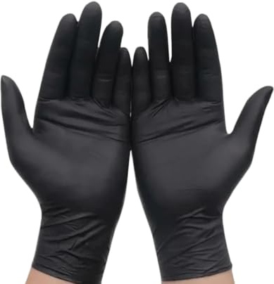 PBHOVIITG Guantes de nitrilo desechables, color rosa claro y blanco, impermeables, antiestáticos, duraderos, for cocina, 100/50/20 unidades(Black 20PCS,L)