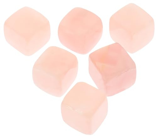IMIKEYA 6 pcs Reusable Quartz Stone Ice Cubes for Whiskey and Drinks Pink Rose Crystal Cooling Stones Safe Drink Chillers Decorative Cube Shape