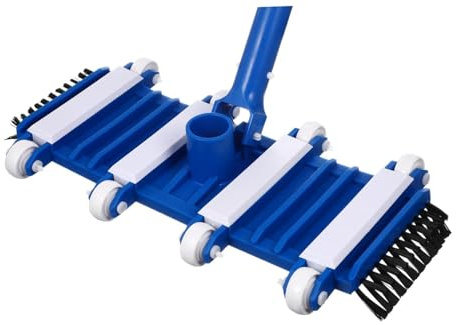OFFSCH Cabezal de Aspiración Flexible para Piscina Cepillo Ruedas y Función de Recogida de Hojas Accesorio para Limpieza Manual de Piscinas y Estanques 14 Pulgadas