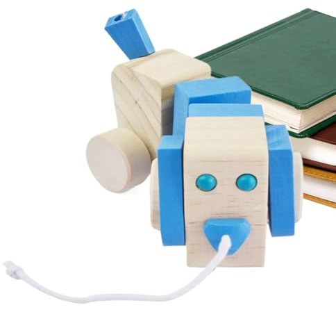 Pruojhw Giocattolo da traino, con corda in legno, per gattonare educativo, per ragazze, bambini, in età prescolare, per interni