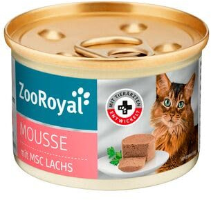 ZooRoyal Katzen Mousse mit Lachs 12x85g katzennassfutter alleinfuttermittel Multipack katzendose
