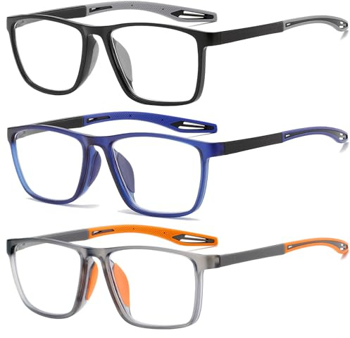 Fsread Lesebrillen Herren 3er Set Sportliches Design, Bequeme und flexible Leichte Blaulichtblockierende Lesehilfe für Herren
