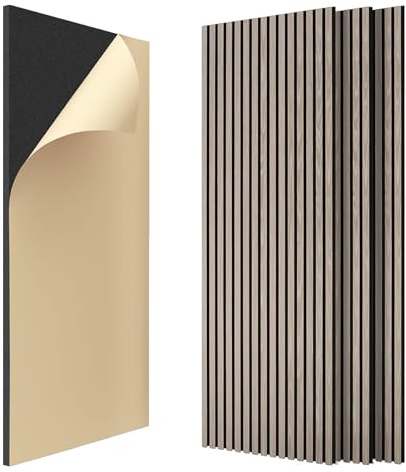 IZODEKOR Selbstklebende Wandpaneele Holzoptik 120x60x2,1cm, Holz Wandpaneele für Wandverkleidung Innen und Schalldämmung, WandDeko Wohnzimmer 4 Stück - 2,88m² Hell-Eiche