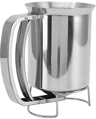 Aolidsive Teigspender aus Edelstahl, Pfannkuchenteigspender mit Deckel und Skala für Muffins, Cupcakes, Waffeln, Crêpes, DIY-Backwerkzeug, 18/8 Edelstahl, Robust und Kinderfreundlich