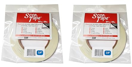Scor-Tape 1/4 Double-Sided Adhesive Tape | 27 Yards x 2 Rolls | Acid-Free, Ultra-Thin | Perfect for Card Making, Scrapbooking & Paper Crafts | Multi-Pack Value