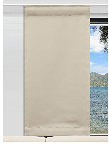 SeGaTeX home fashion Deko-Paneele | Flächengardine „Mattis“ | Höhe 40 – 200 cm nach Maß | Hellbeige Unifarben für Caravan Wohnwagen | Flächenvorhang